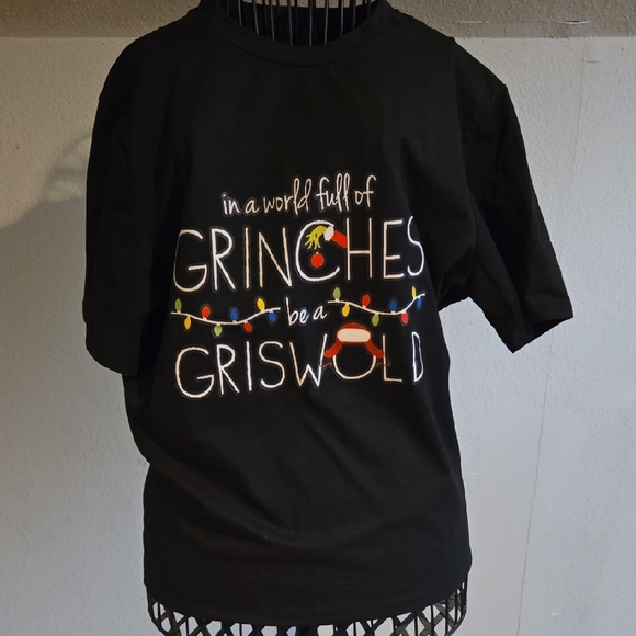 🎄 NWOT! Unbranded Black Grinch Griswold T-Shirt Unisex Large Medium - Picture 1 of 5
